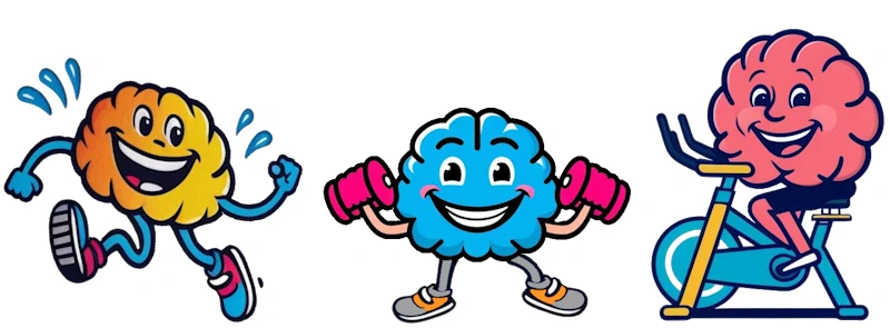 Dessins de cerveaux joyeux s'entraînant au fitness